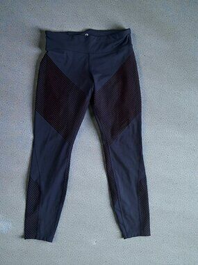 GAP Fit Sculpt Compression Navy Ribbed 7/8 Leggings Tights Size Large